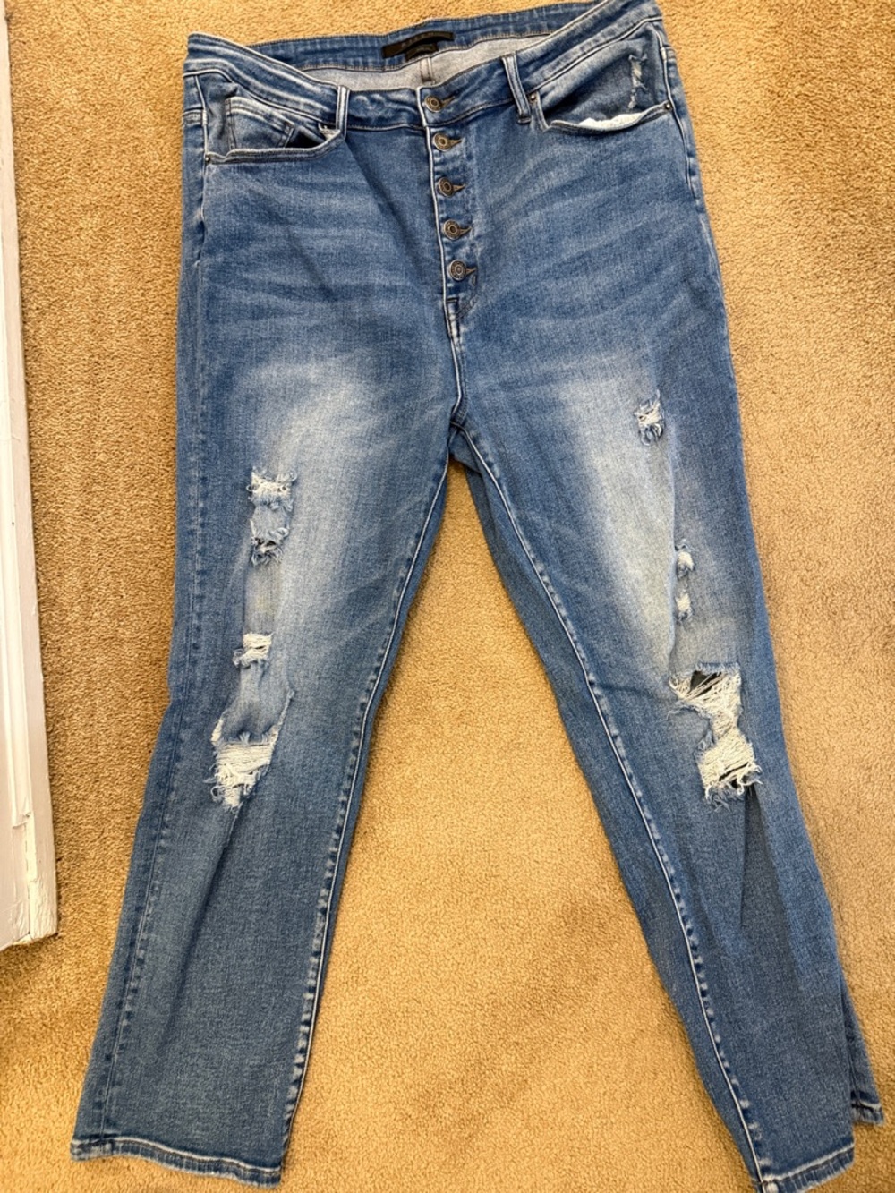 Women's Distressed High-Rise Skinny Jeans in Blue